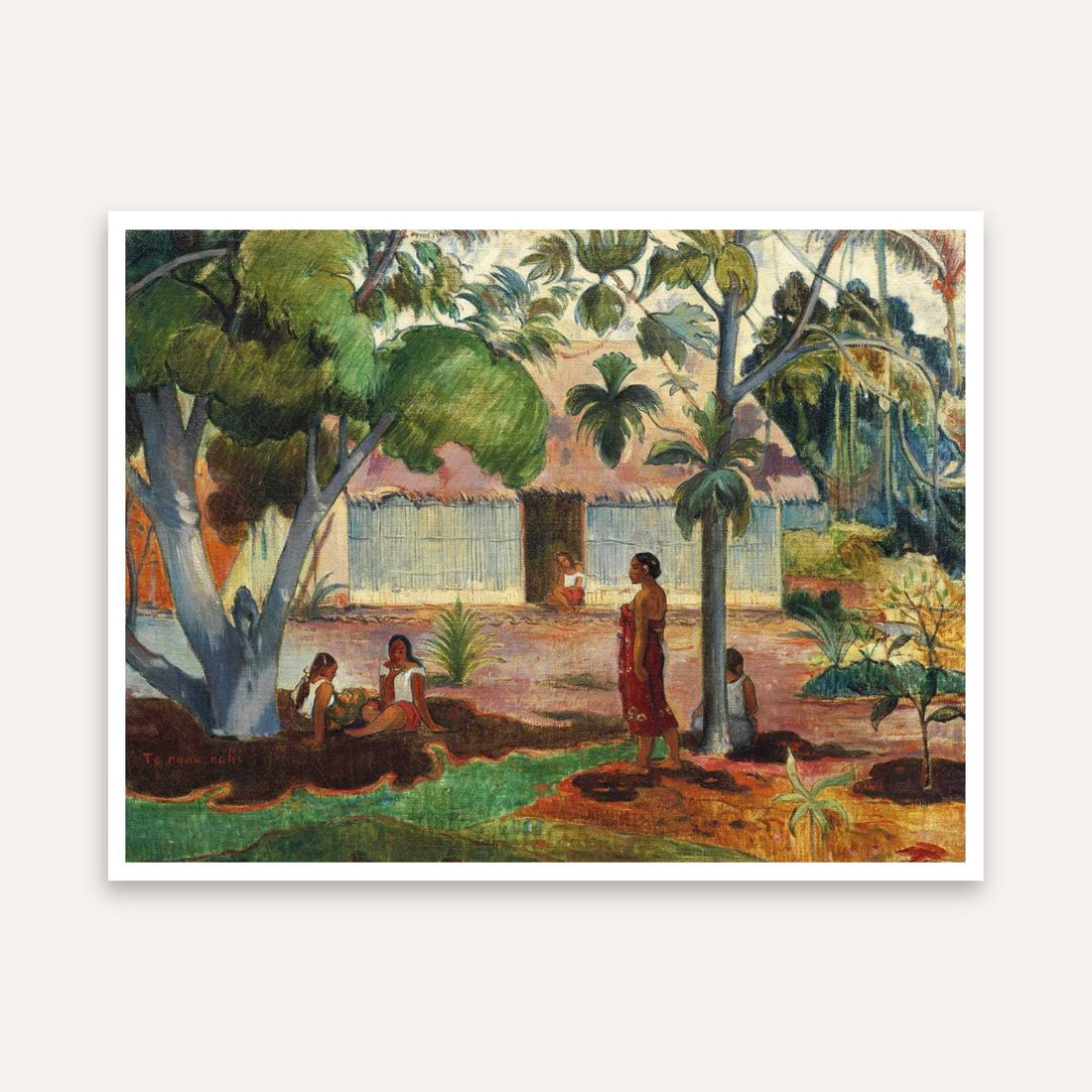 Tropical Village Scenery Painting for Living Room | Paul Gauguin Wall Art Print 4 : 3 Horizontal Premium Wall Art Canvas by MeriDeewar