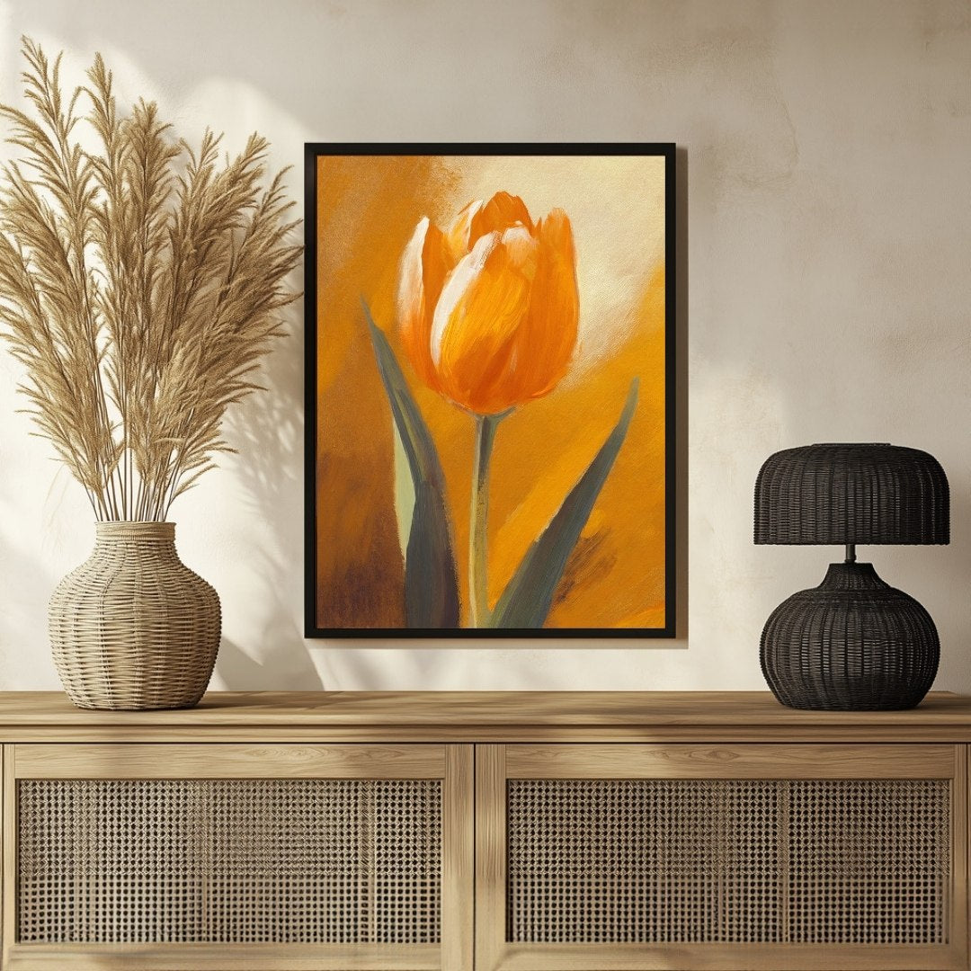 Tulip Abstract Art - Unique Flower Painting 3 : 4 Vertical New Premium Wall Art Canvas by MeriDeewar