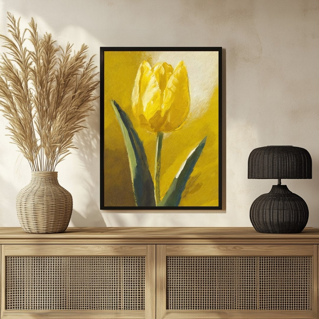 Tulip Flower Abstract Painting 3 : 4 Vertical New Premium Wall Art Canvas by MeriDeewar