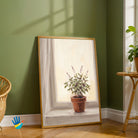 Tulsi on the Windowsill | Botanical Still Life Art 3 : 4 Vertical Premium Wall Art Canvas by MeriDeewar