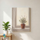 Tulsi on the Windowsill | Botanical Still Life Art 3 : 4 Vertical Premium Wall Art Canvas by MeriDeewar