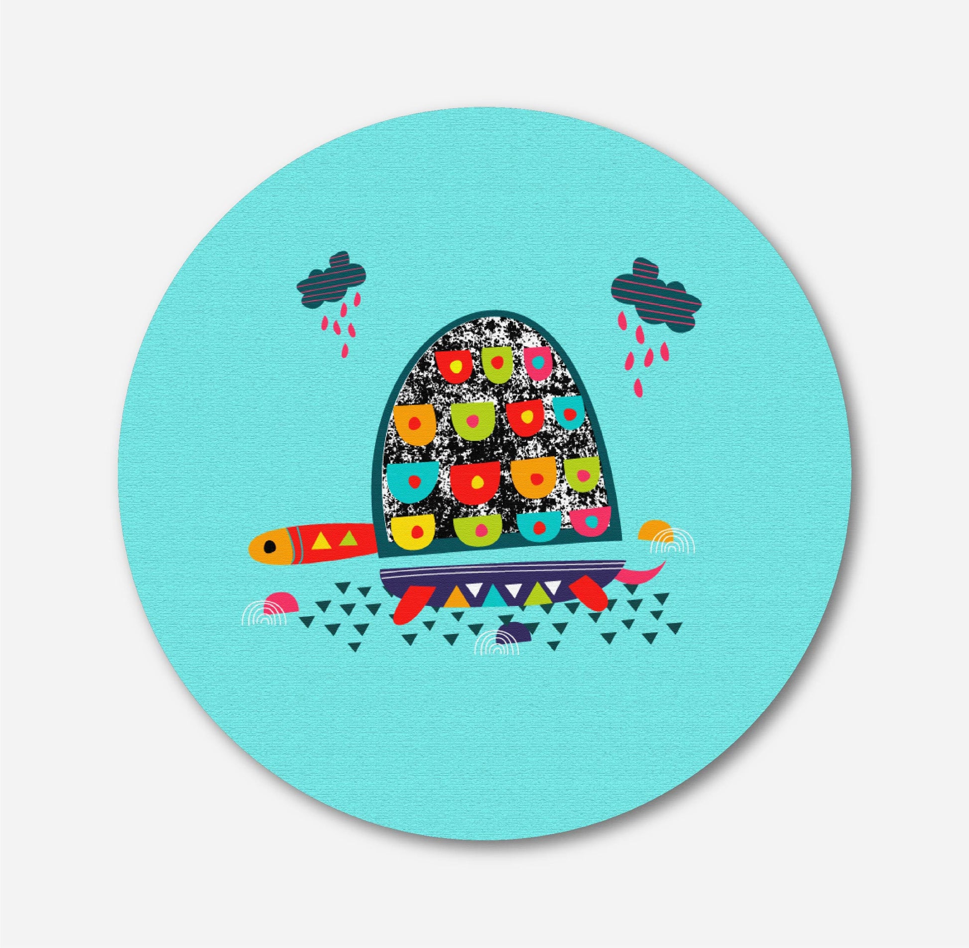 Turtle Pond Painting Circular Canvas Frame Circular Canvas Frame Premium Wall Art Canvas by MeriDeewar
