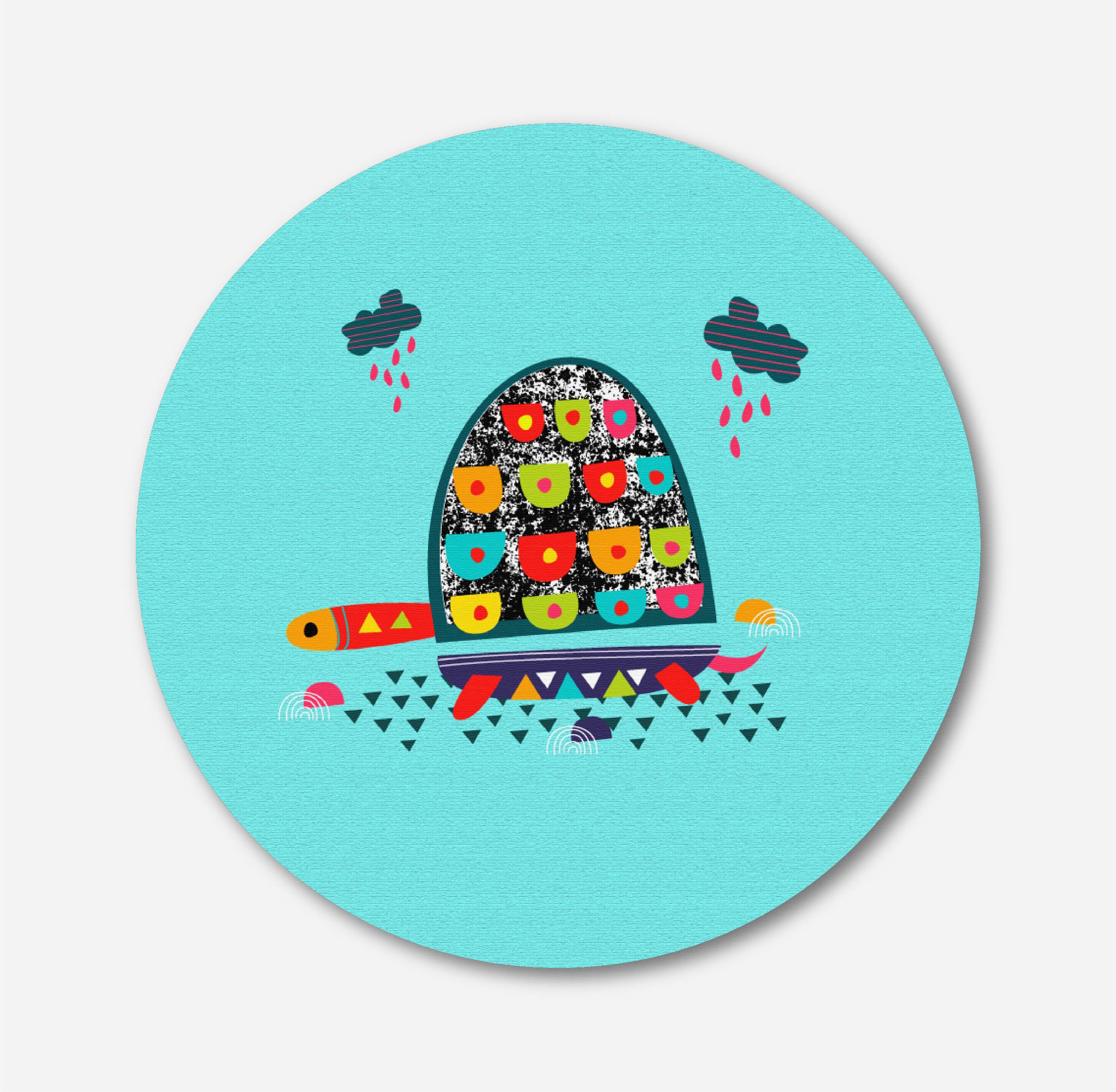 Turtle Pond Painting Circular Canvas Frame Circular Canvas Frame Premium Wall Art Canvas by MeriDeewar