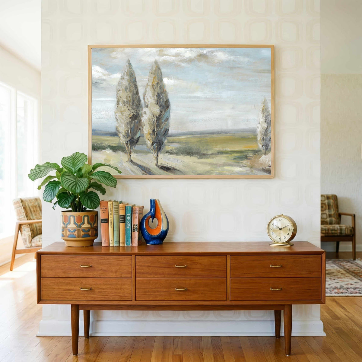 "Tuscan Cypress Landscape" Classical Oil Painting Giclée Print | Fine Art Wall Art 3 : 2 Horizontal Premium Wall Art Canvas by MeriDeewar