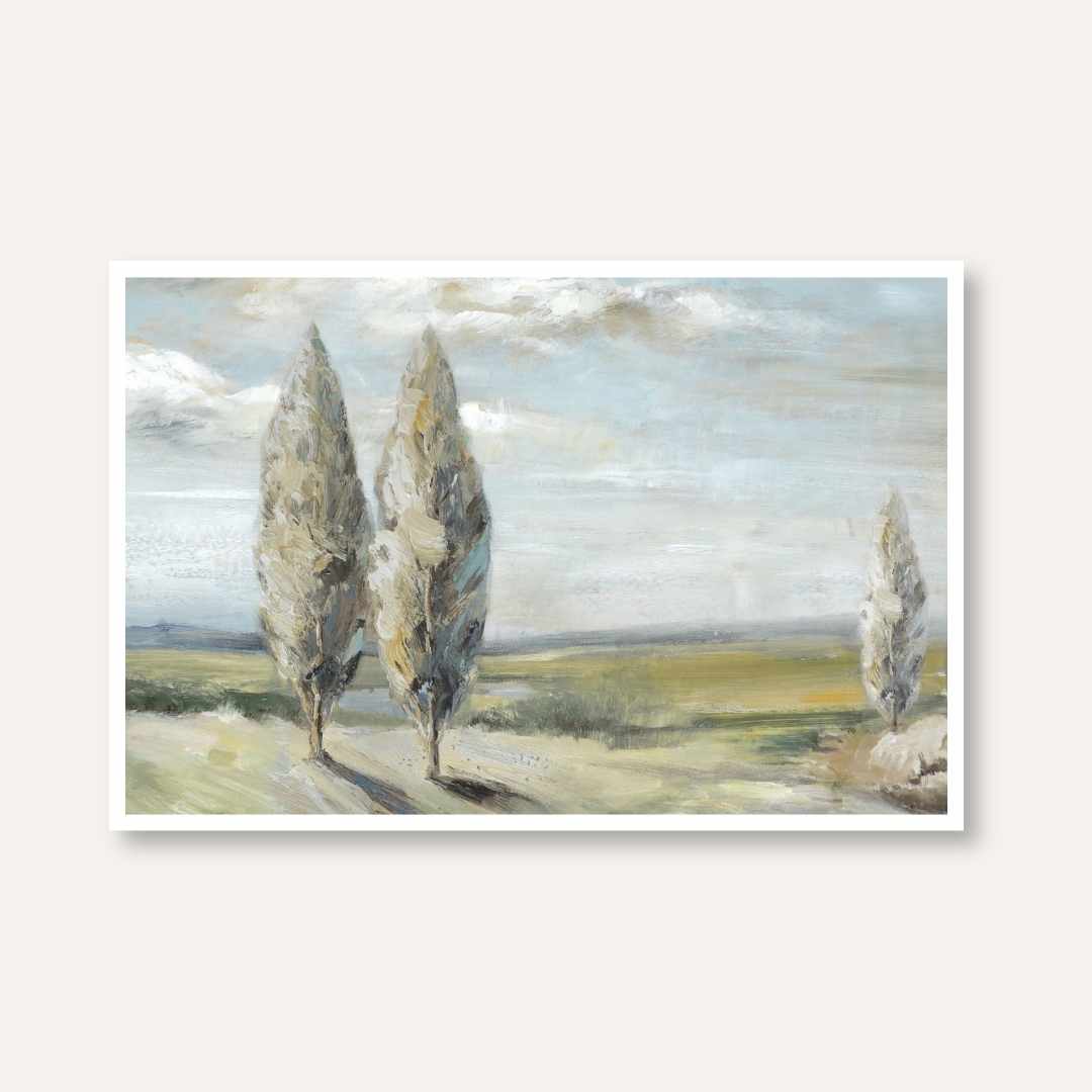 "Tuscan Cypress Landscape" Classical Oil Painting Giclée Print | Fine Art Wall Art 3 : 2 Horizontal Premium Wall Art Canvas by MeriDeewar