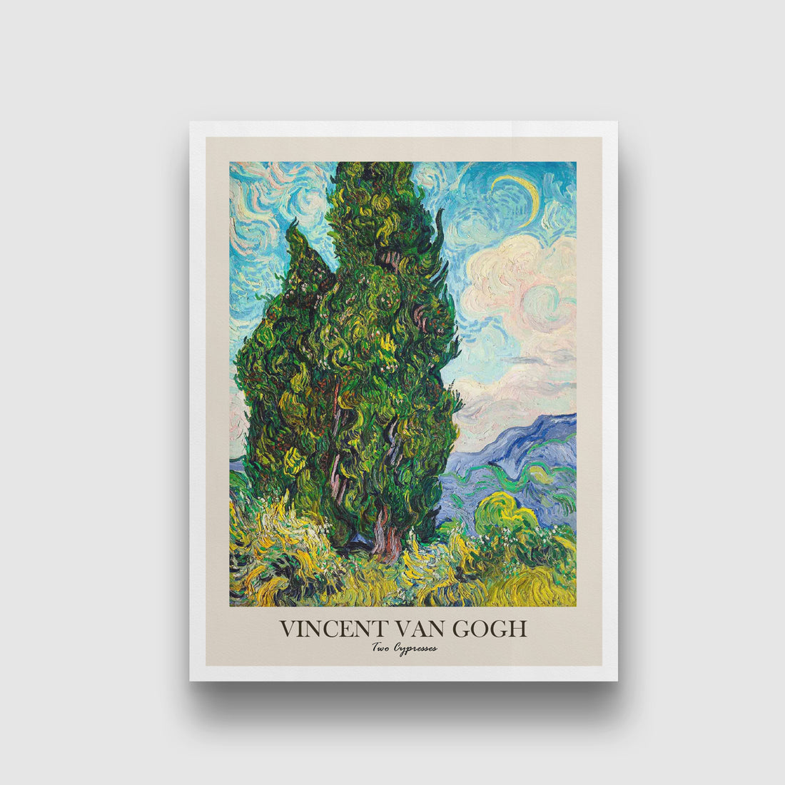 Two Cypresses Painting by Vincent van Gogh 3 : 4 Vertical New Premium Wall Art Canvas by MeriDeewar