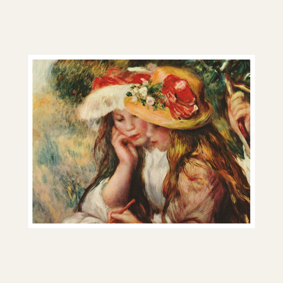 Two Girls Reading Painting for Living Room | Renoir Impressionist Wall Art | Giclée Print 6 : 5 Horizontal Premium Wall Art Canvas by MeriDeewar