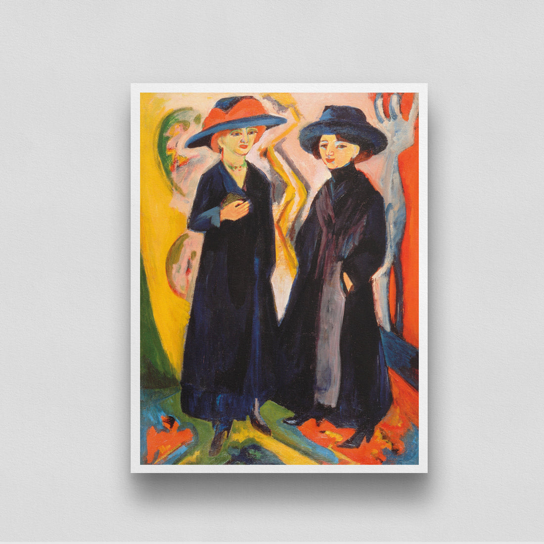 Two Women Painting by Ernst Ludwig Kirchner 3 : 4 Vertical New Premium Wall Art Canvas by MeriDeewar