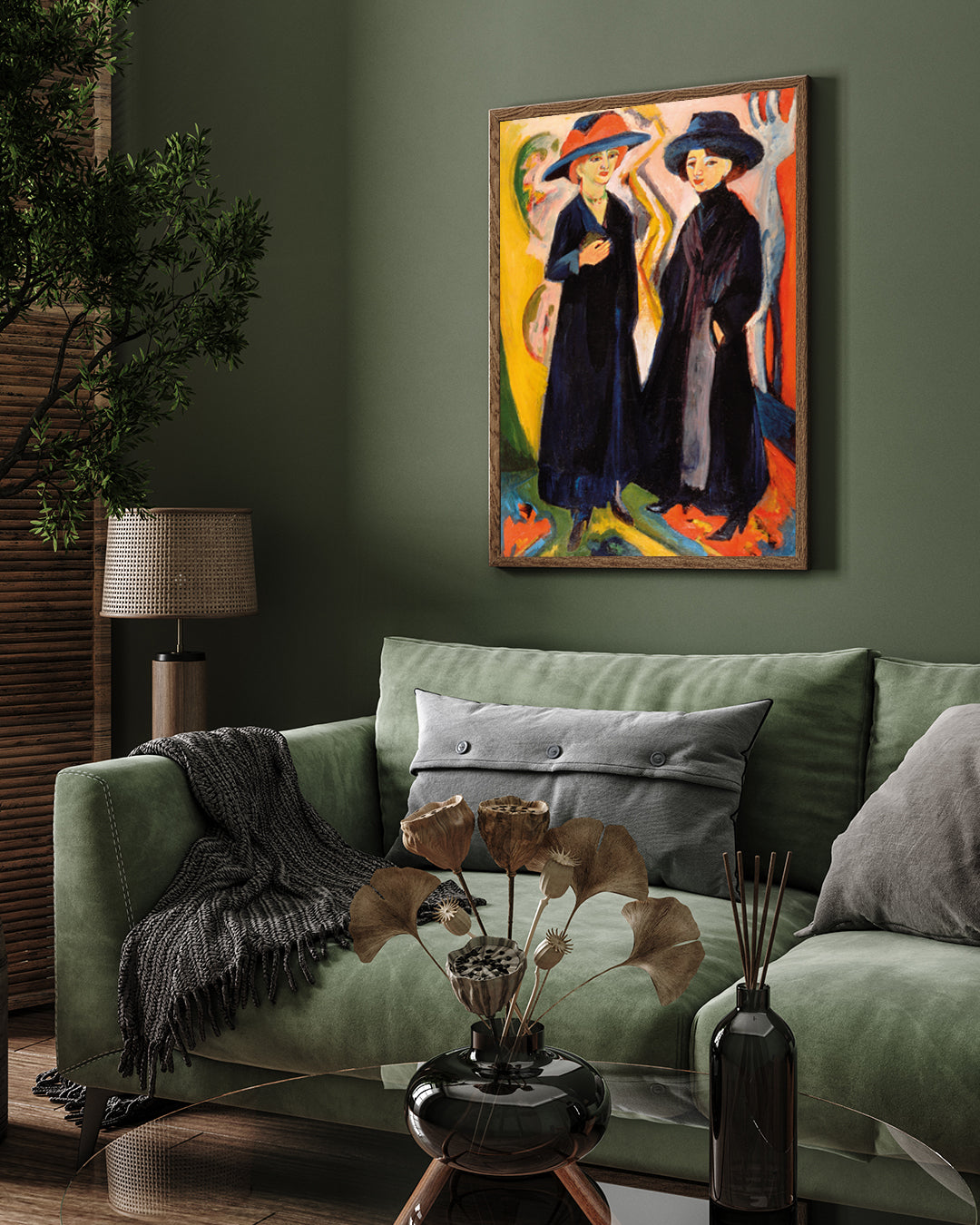 Two Women Painting by Ernst Ludwig Kirchner 3 : 4 Vertical New Premium Wall Art Canvas by MeriDeewar