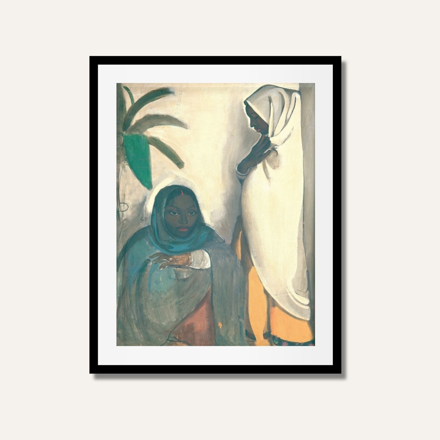 Two Women Painting Made By Amrita Sher-Gil -Meri Deewar 3 : 4 Vertical Premium Wall Art Canvas by MeriDeewar