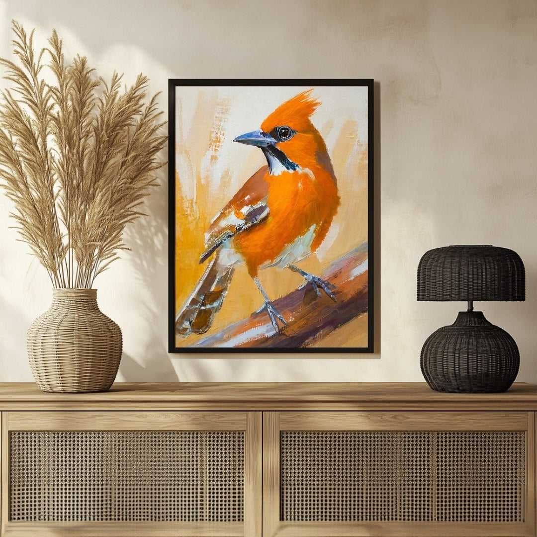 Unique Jay Bird Art - Abstract Painting for Wall Decor 3 : 4 Vertical New Premium Wall Art Canvas by MeriDeewar