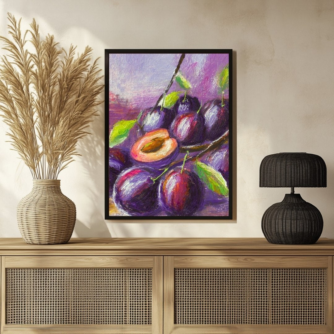 Unique Plum Abstract Painting - Ideal for Modern Interiors 3 : 4 Vertical New Premium Wall Art Canvas by MeriDeewar