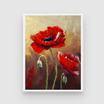 Unique Poppy Flower Abstract Painting – Modern Wall Art 3 : 4 Vertical New Premium Wall Art Canvas by MeriDeewar