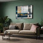 Urban Blueprint – Modern Geometric Abstract Wall Art Print 2 : 3 Horizontal Premium Wall Art Canvas by MeriDeewar