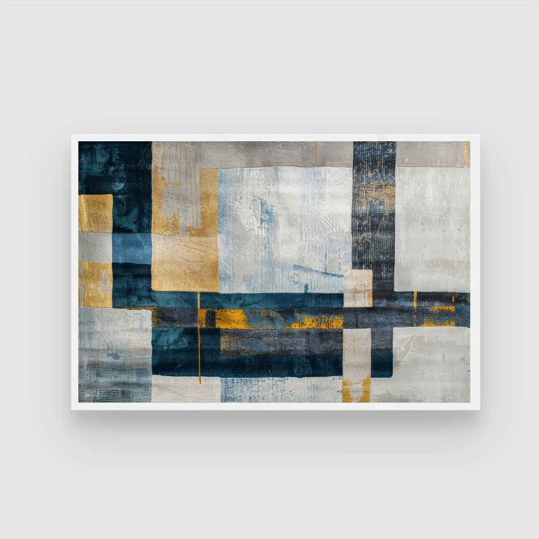 Urban Blueprint – Modern Geometric Abstract Wall Art Print 2 : 3 Horizontal Premium Wall Art Canvas by MeriDeewar