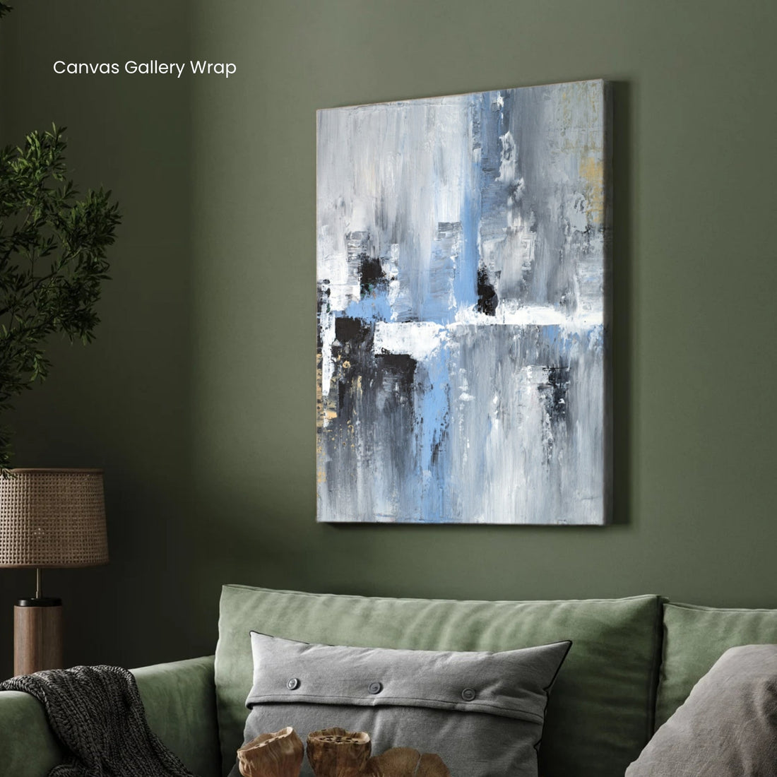 Urban Calm – Modern Blue Grey Wall Painting 2 : 3 Vertical Premium Wall Art Canvas by MeriDeewar