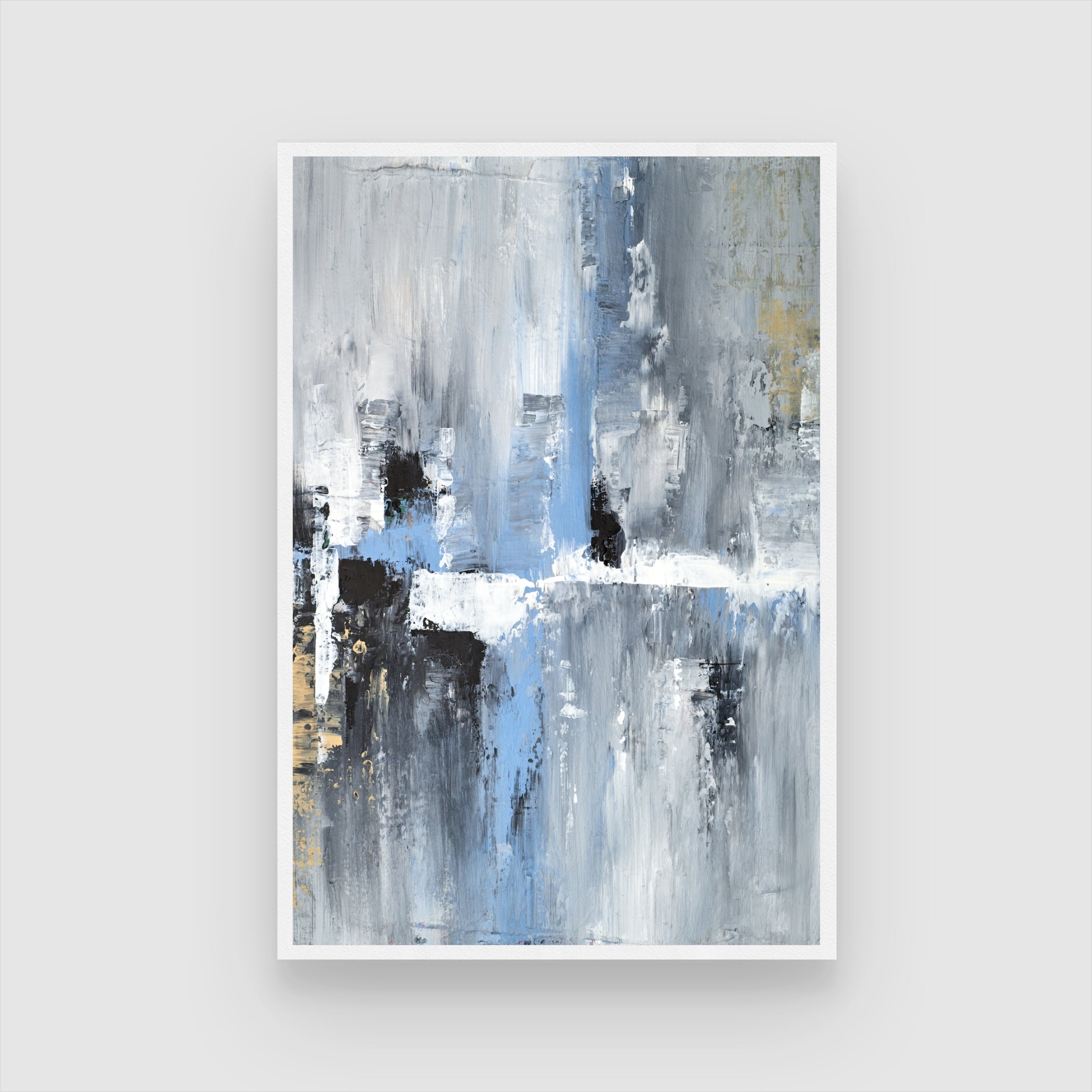 Urban Calm – Modern Blue Grey Wall Painting 2 : 3 Vertical Premium Wall Art Canvas by MeriDeewar