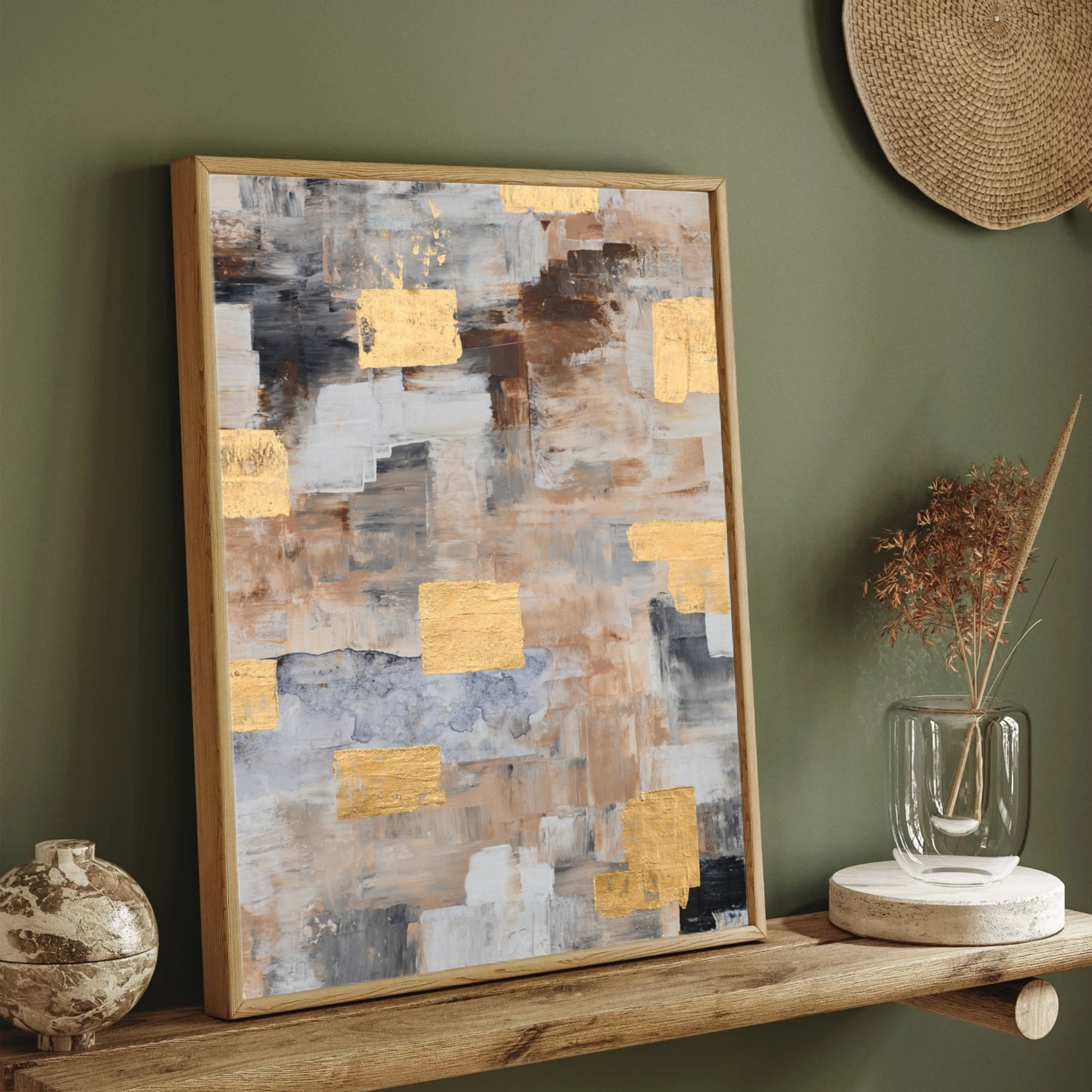 Urban Elegance – Contemporary Neutral Abstract 2 : 3 Vertical Premium Wall Art Canvas by MeriDeewar