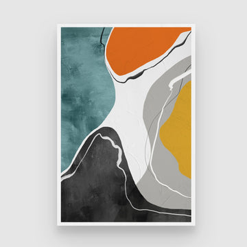 Urban Flow – Modern Abstract Canvas Painting in Teal, Mustard & Charcoal Tones 2 : 3 Vertical Premium Wall Art Canvas by MeriDeewar