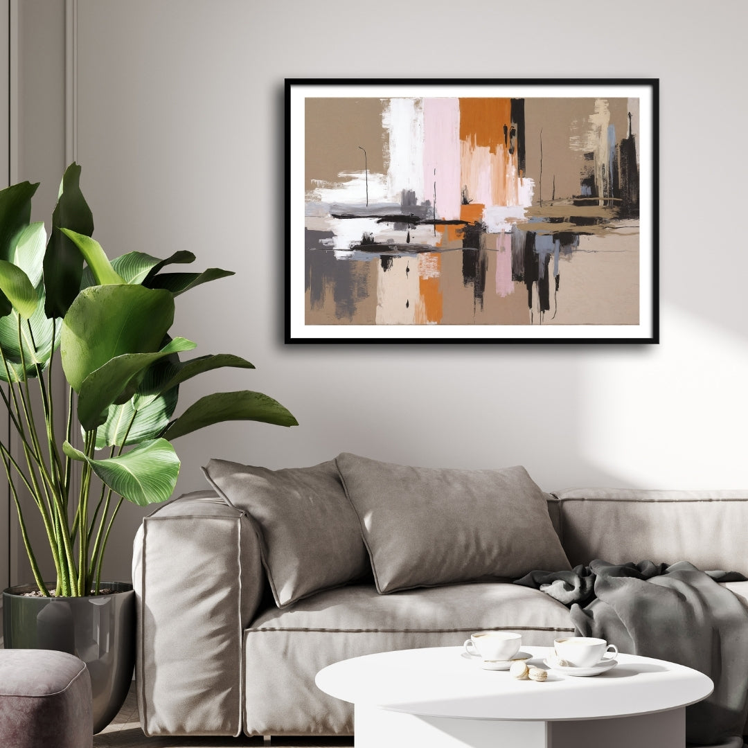 Urban Harmony — Contemporary Abstract Canvas Wall Art 2 : 3 Horizontal Premium Wall Art Canvas by MeriDeewar