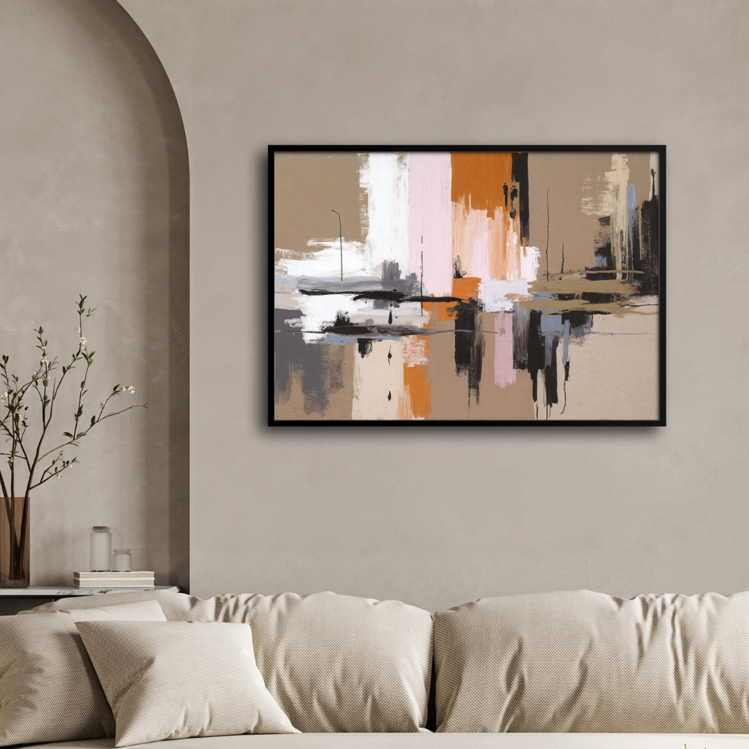 Urban Harmony — Contemporary Abstract Canvas Wall Art 2 : 3 Horizontal Premium Wall Art Canvas by MeriDeewar