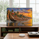 Vallam Kali | Kerala Snake Boat Race Sunset Gallery Wrap Canvas Curate Black Premium Wall Art Canvas by MeriDeewar
