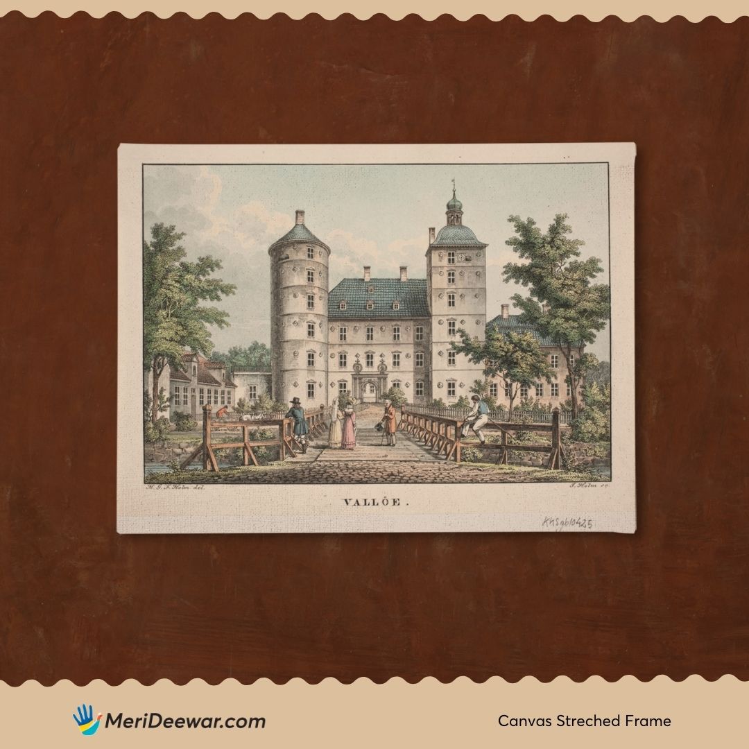 Vallø Slot Painting by Heinrich Gustav Ferdinand Holm 3 : 4 Horizontal New Premium Wall Art Canvas by MeriDeewar