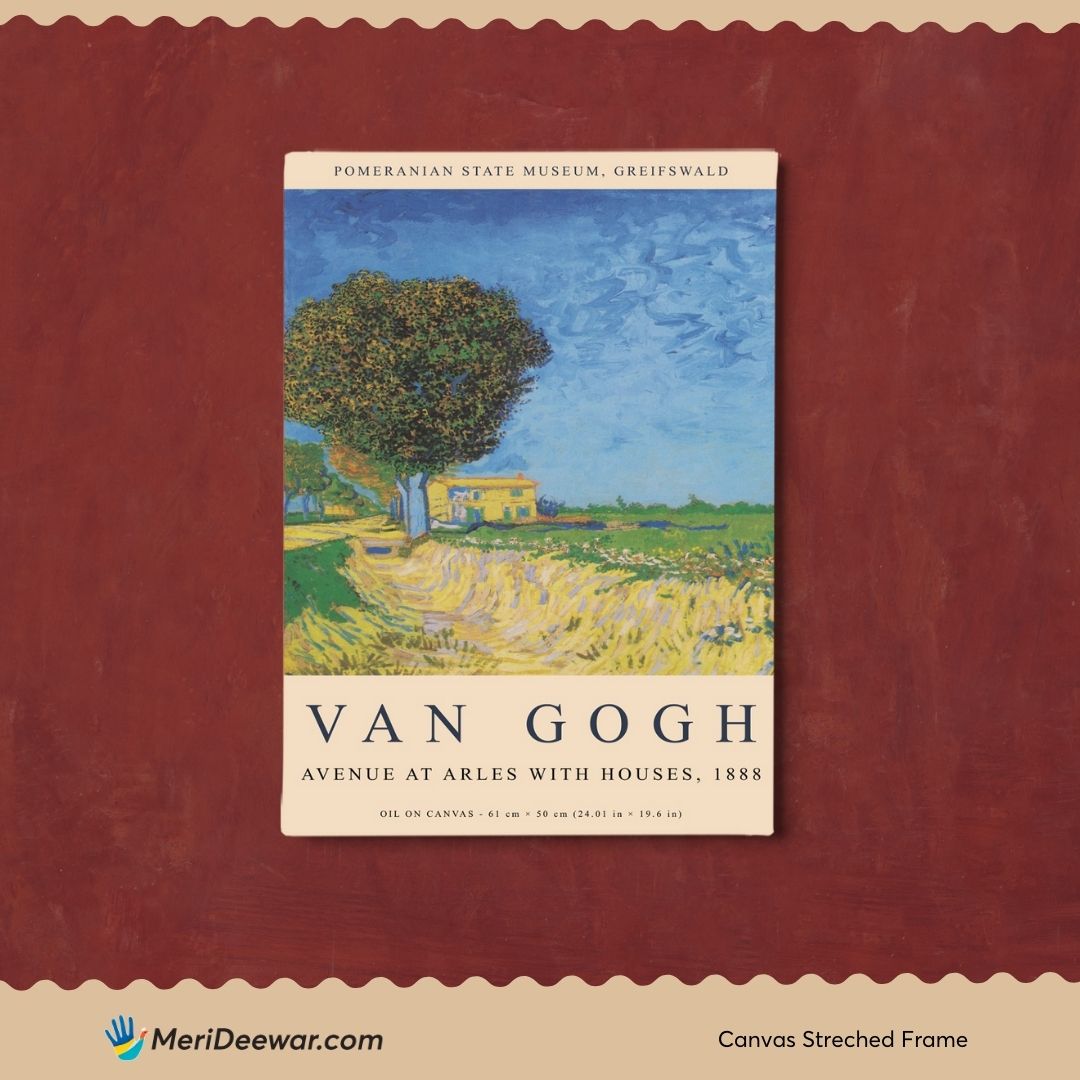 Van Gogh Avenue at Arles With Houses Painting 3 : 4 Vertical New Premium Wall Art Canvas by MeriDeewar
