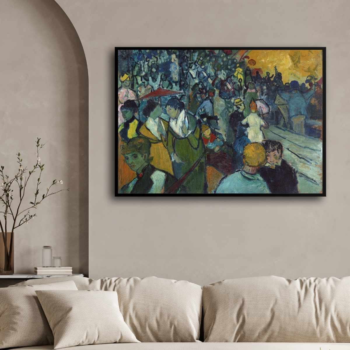 Van Gogh Bullfight Scene Painting for Living Room | Vibrant Crowd Wall Art | MeriDeewar 4 : 3 Horizontal Premium Wall Art Canvas by MeriDeewar