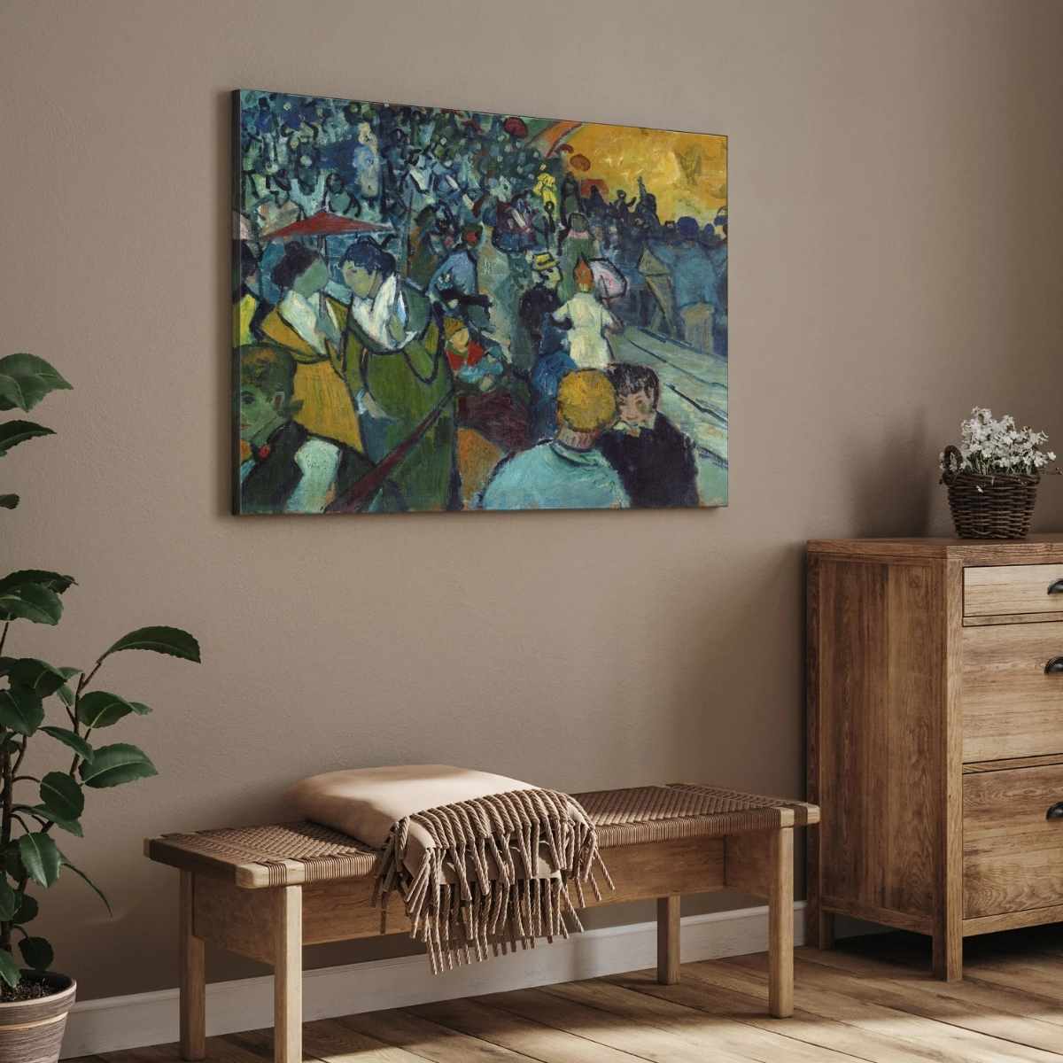 Van Gogh Bullfight Scene Painting for Living Room | Vibrant Crowd Wall Art | MeriDeewar 4 : 3 Horizontal Premium Wall Art Canvas by MeriDeewar