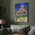 Van Gogh Church at Auvers Wall Painting for Living Room | Classic Art Print for Home Decor 3 : 4 Vertical Premium Wall Art Canvas by MeriDeewar