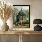 Van Gogh Church Painting for Living Room | Autumn Scenery Wall Art | Giclée Print 3 : 4 Vertical Premium Wall Art Canvas by MeriDeewar