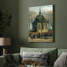 Van Gogh Church Painting for Living Room | Autumn Scenery Wall Art | Giclée Print 3 : 4 Vertical Premium Wall Art Canvas by MeriDeewar