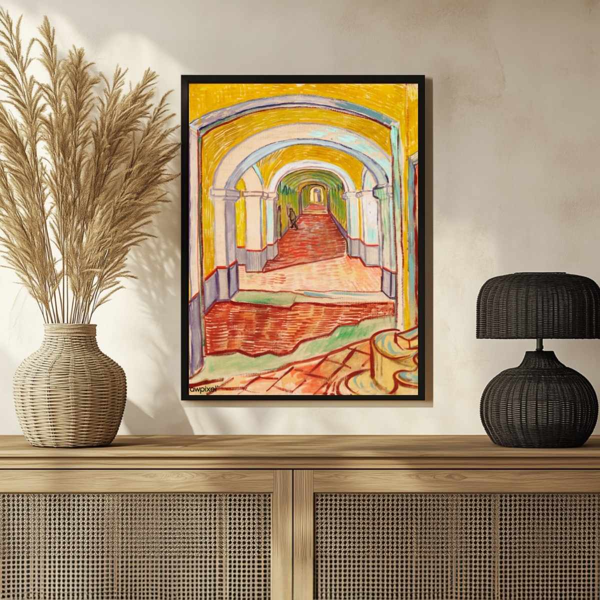 Van Gogh Corridor Painting for Living Room | Vintage Wall Art Print for Home Decor 3 : 4 Vertical Premium Wall Art Canvas by MeriDeewar