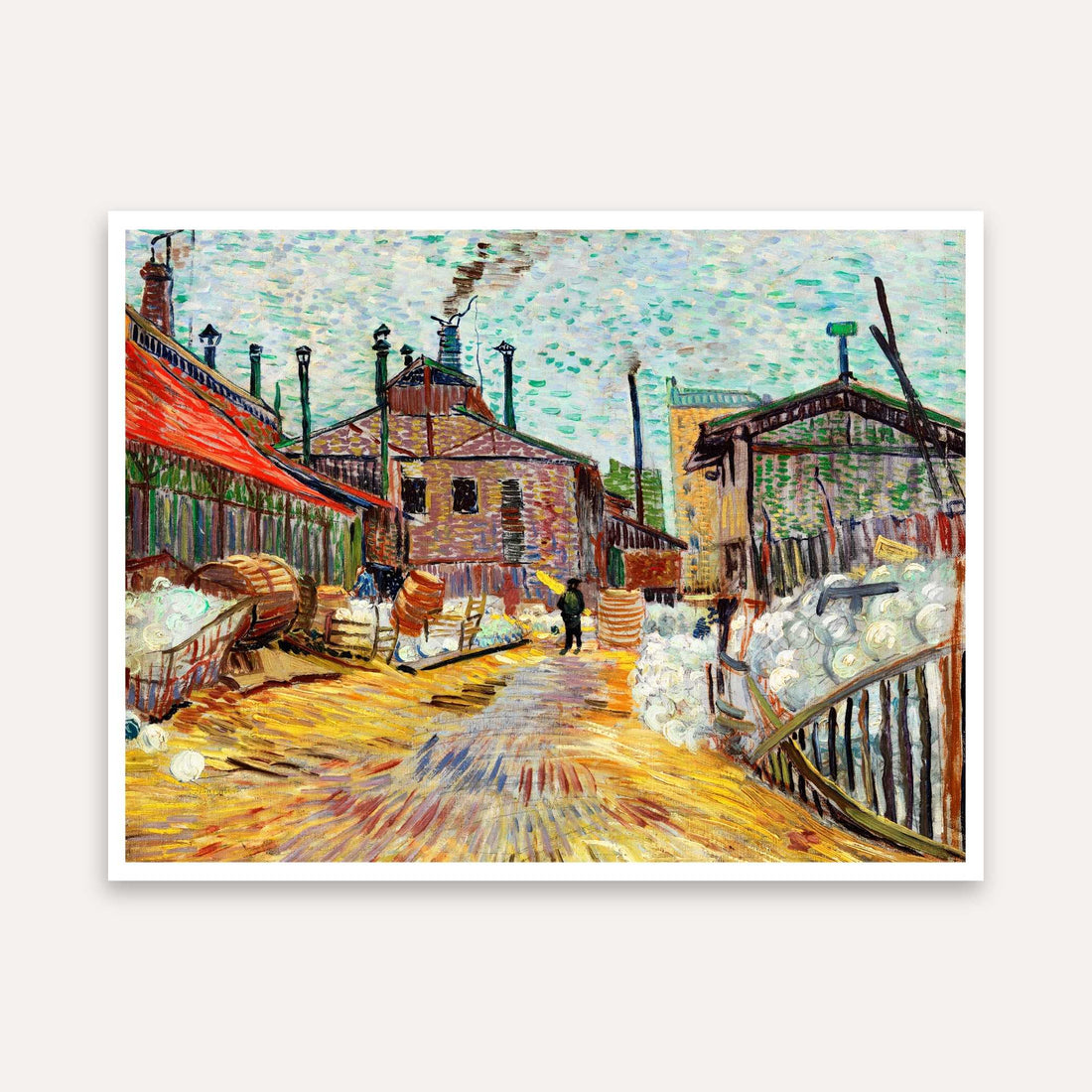 Van Gogh Factory Painting for Living Room | Vibrant Cityscape Wall Art | Giclée Print 4 : 3 Horizontal Premium Wall Art Canvas by MeriDeewar