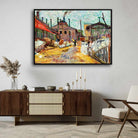 Van Gogh Factory Painting for Living Room | Vibrant Cityscape Wall Art | Giclée Print 4 : 3 Horizontal Premium Wall Art Canvas by MeriDeewar