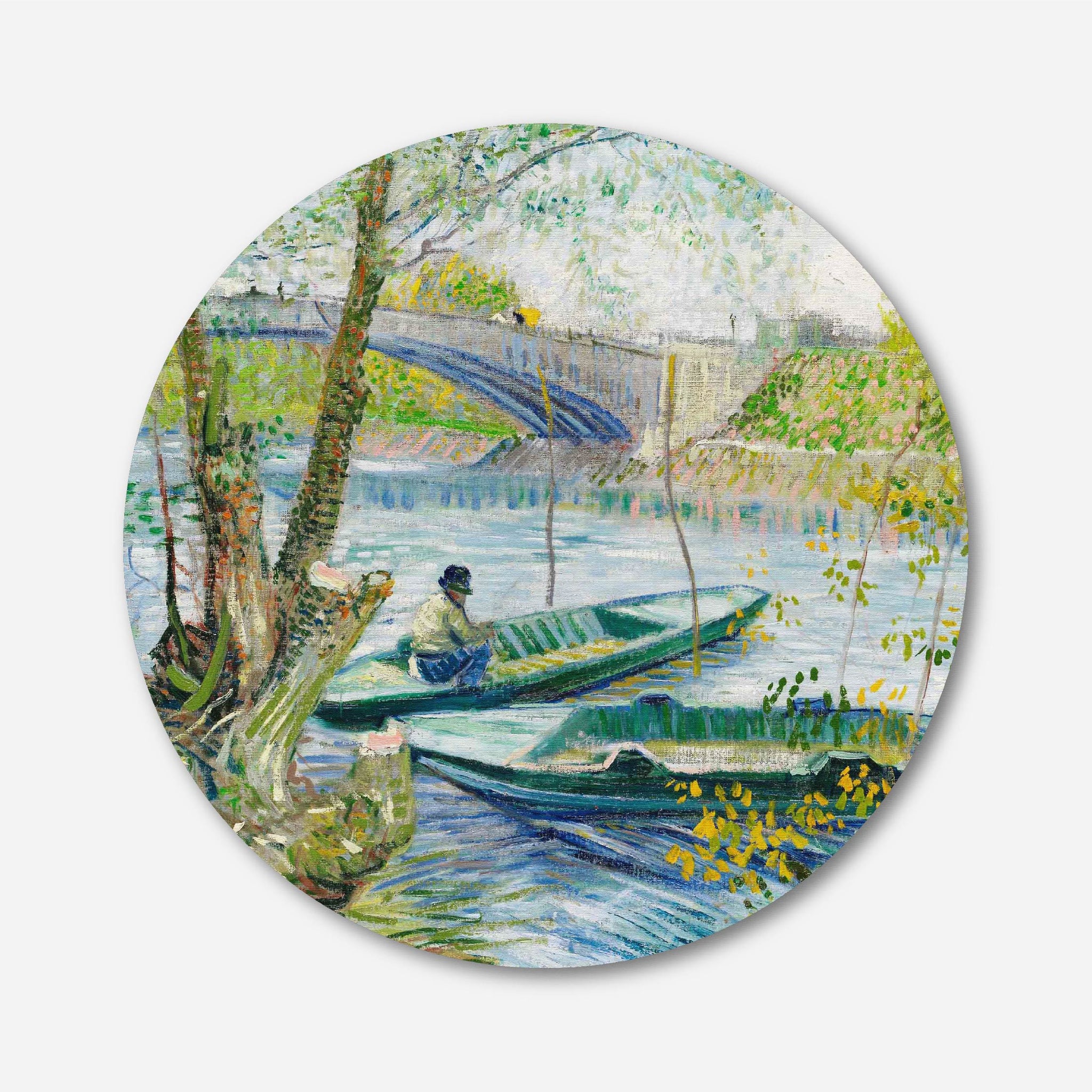 Van gogh fishing spring Circular Canvas Frame Circular Canvas Frame Premium Wall Art Canvas by MeriDeewar