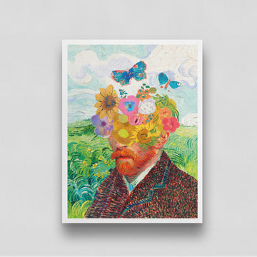 Van Gogh Floral Portrait Painting 3 : 4 Vertical New Premium Wall Art Canvas by MeriDeewar