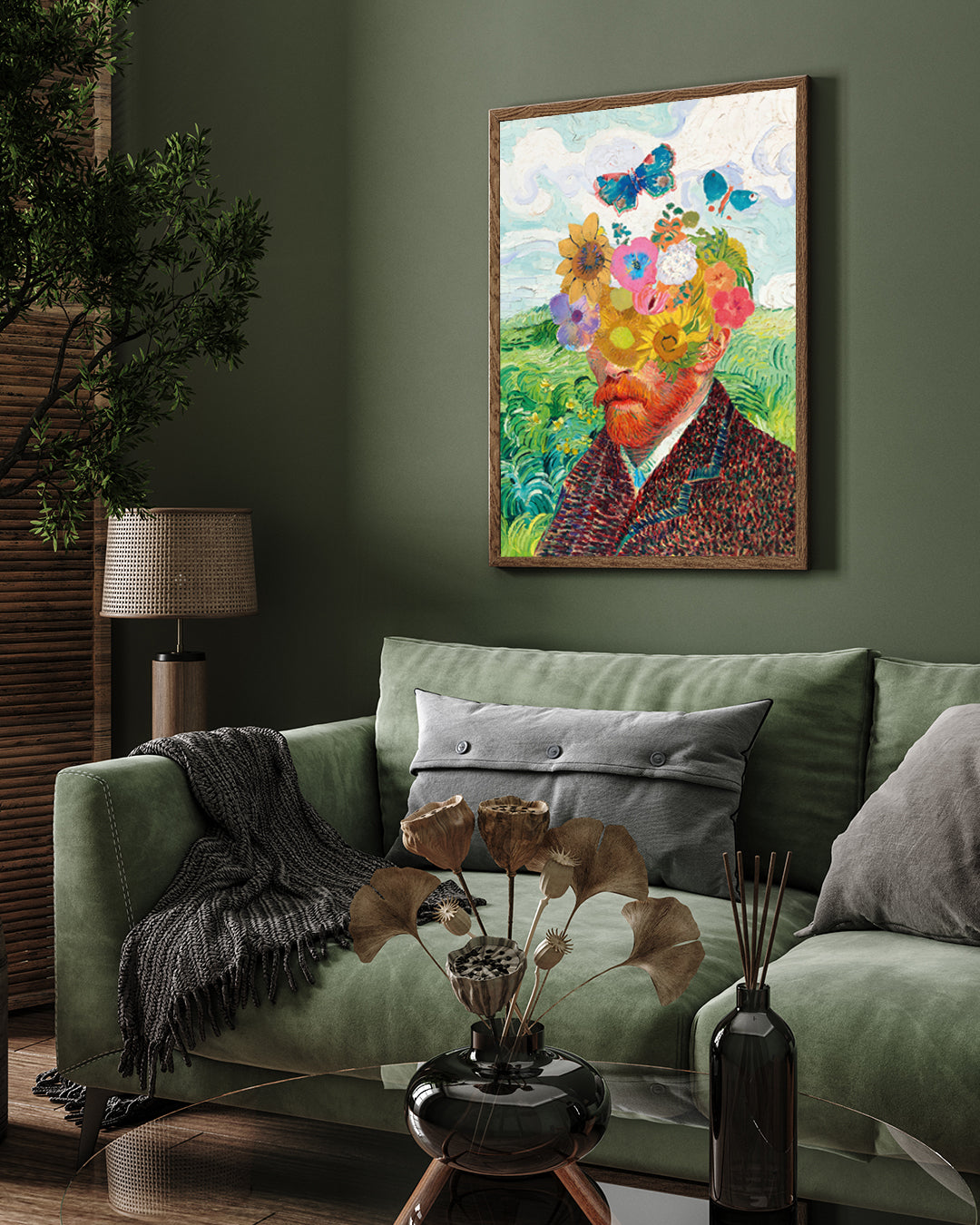 Van Gogh Floral Portrait Painting 3 : 4 Vertical New Premium Wall Art Canvas by MeriDeewar