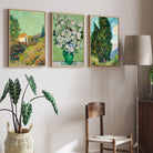 Van Gogh Flowers  Set of 3 Walls Premium Wall Art Canvas by MeriDeewar