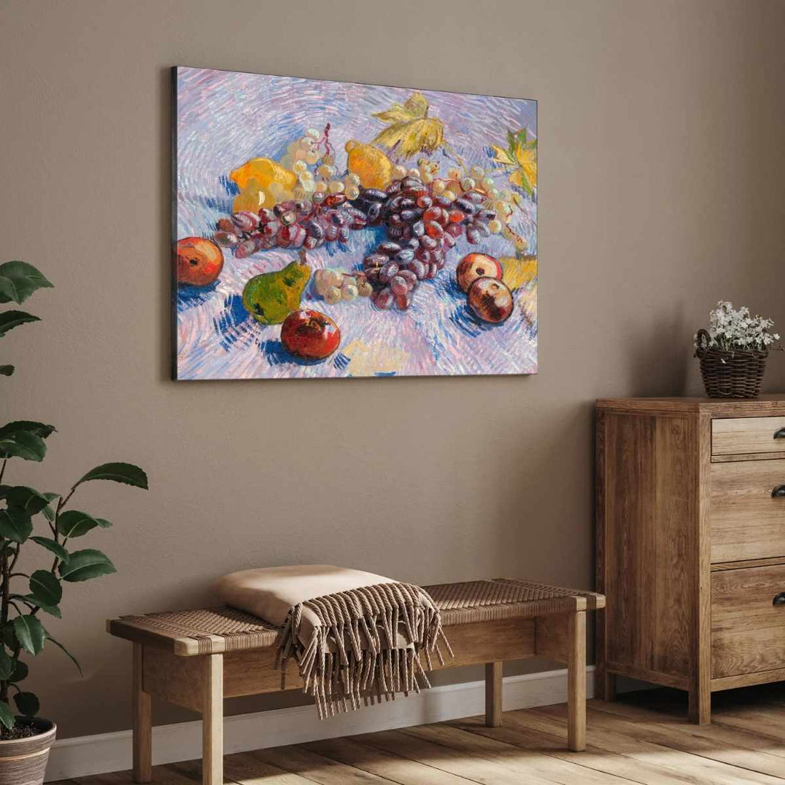 Van Gogh Fruit Still Life Painting for Dining Room | Vibrant Wall Art | Giclée Print 4 : 3 Horizontal Premium Wall Art Canvas by MeriDeewar