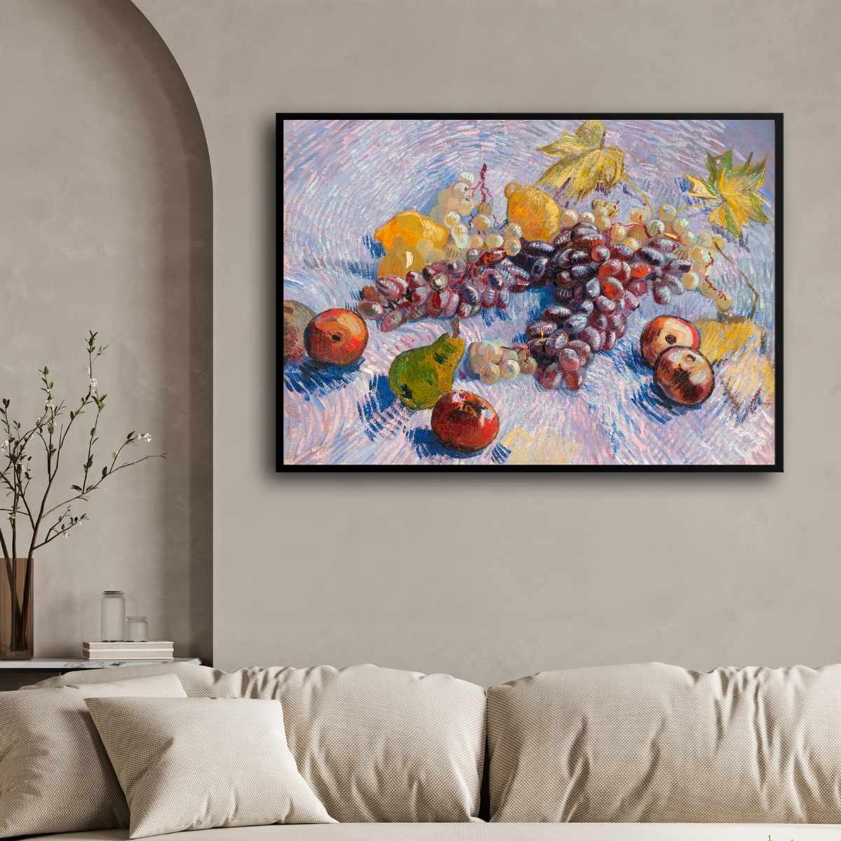 Van Gogh Fruit Still Life Painting for Dining Room | Vibrant Wall Art | Giclée Print 4 : 3 Horizontal Premium Wall Art Canvas by MeriDeewar