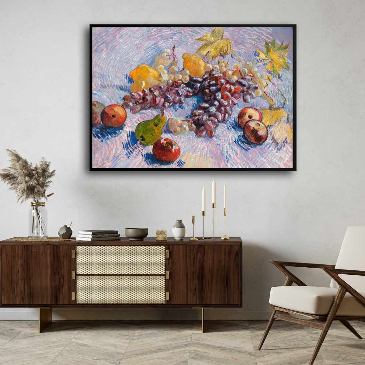 Van Gogh Fruit Still Life Painting for Dining Room | Vibrant Wall Art | Giclée Print 4 : 3 Horizontal Premium Wall Art Canvas by MeriDeewar