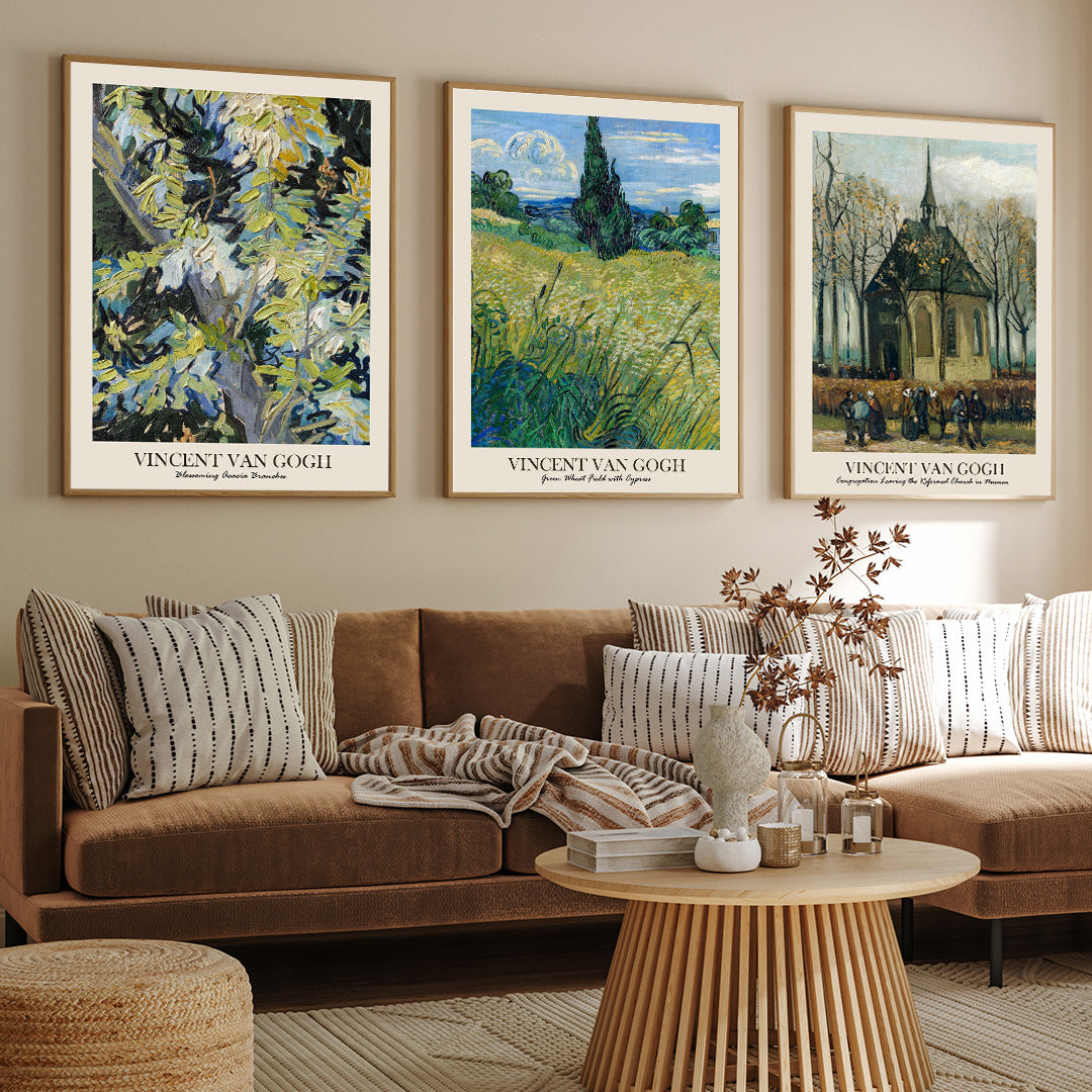Van Gogh Gallery Wall Set of 3 Walls Premium Wall Art Canvas by MeriDeewar