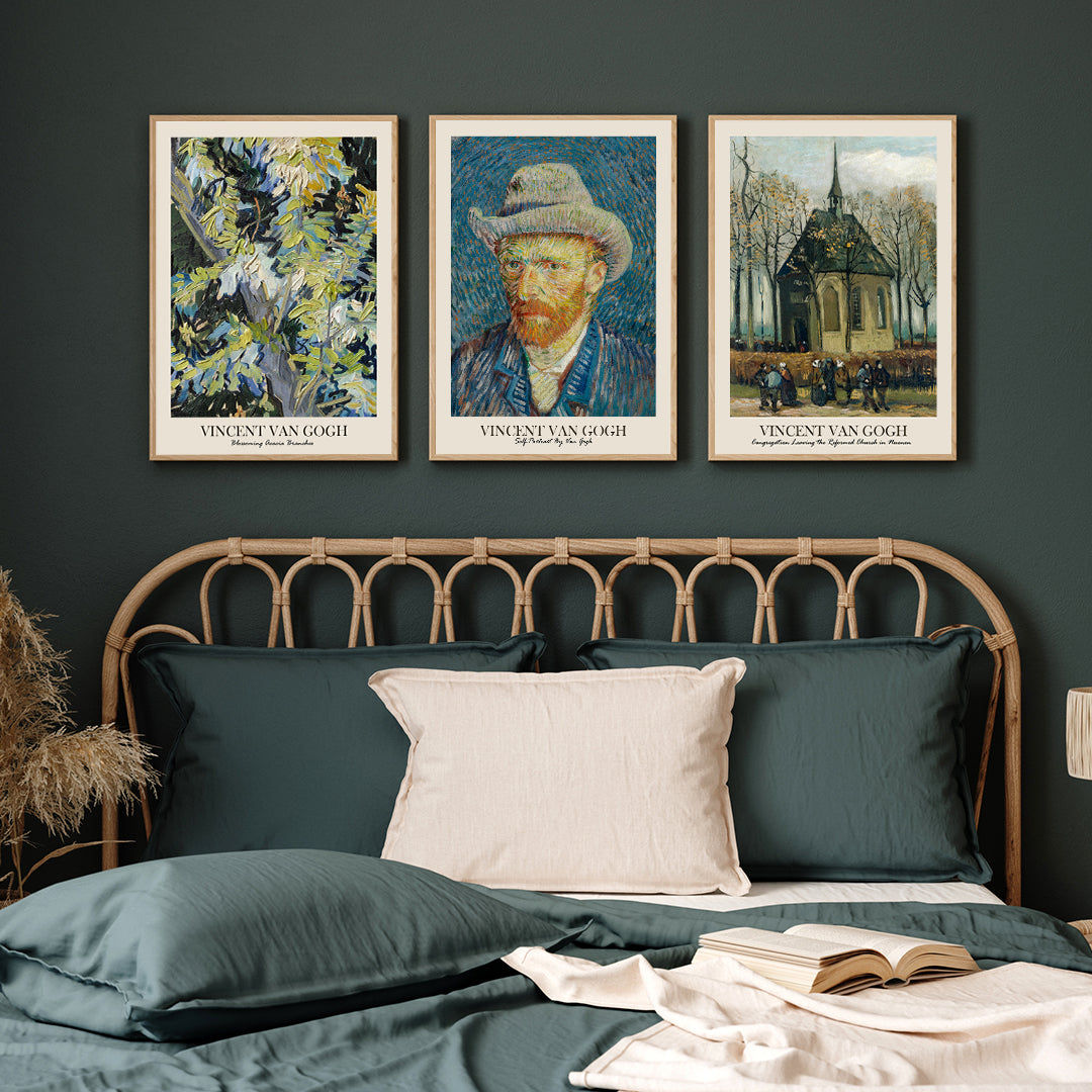 Van Gogh Gallery Wall Set of 3 Walls Premium Wall Art Canvas by MeriDeewar