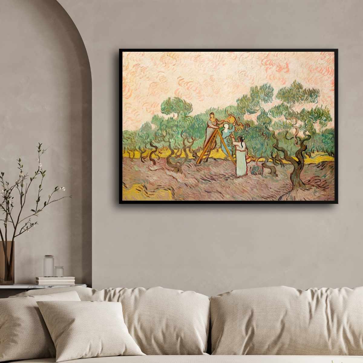 Van Gogh Olive Harvest Painting for Living Room | Nature Scenery Wall Art | MeriDeewar 4 : 3 Horizontal Premium Wall Art Canvas by MeriDeewar