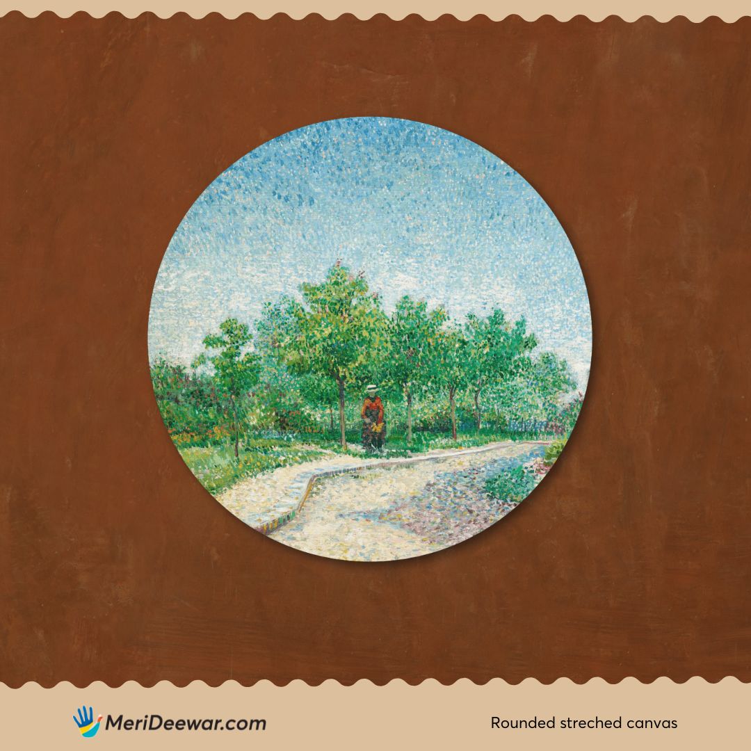 Van Gogh Park Trail Painting Circular Canvas Frame Circular Canvas Frame Premium Wall Art Canvas by MeriDeewar