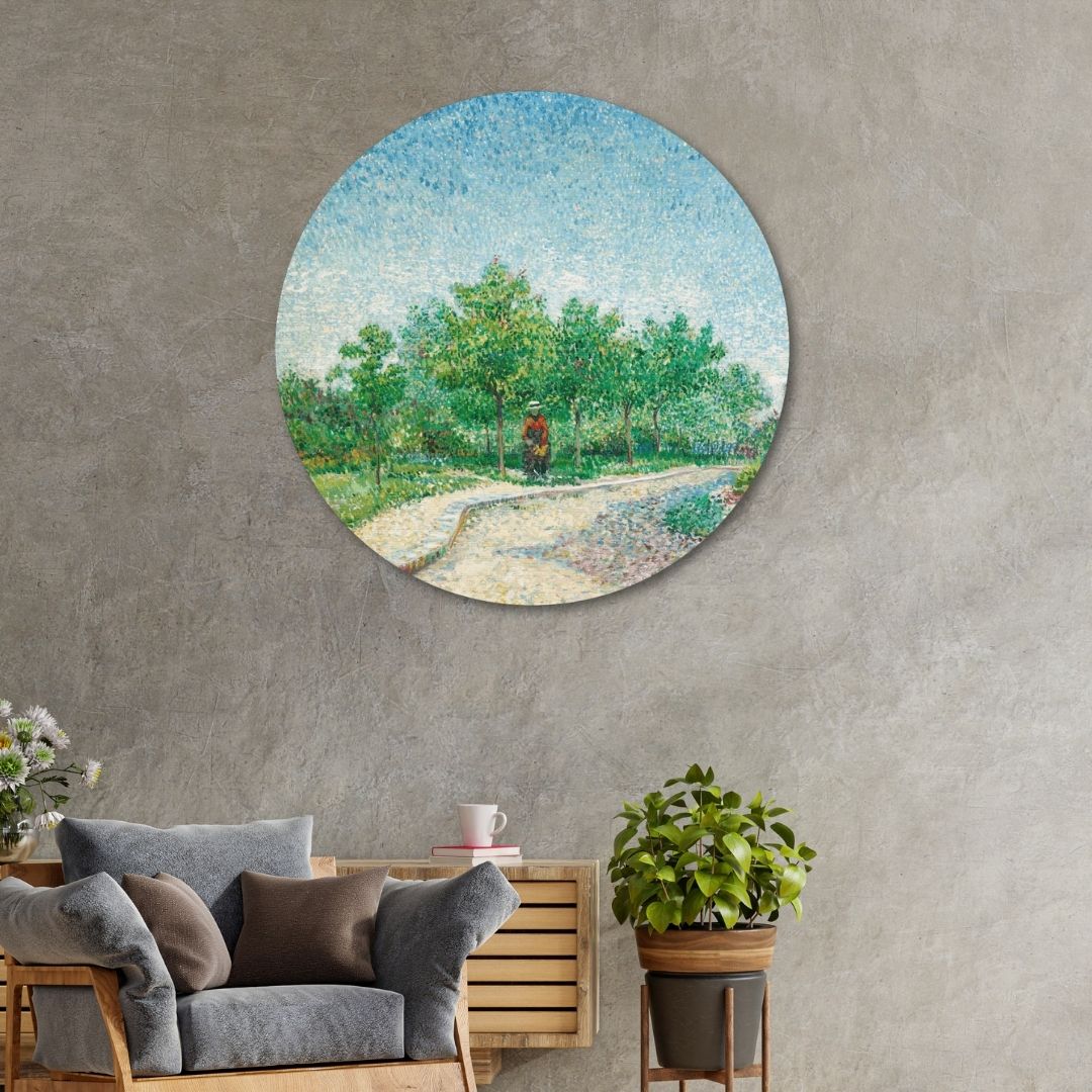 Van Gogh Park Trail Painting Circular Canvas Frame Circular Canvas Frame Premium Wall Art Canvas by MeriDeewar