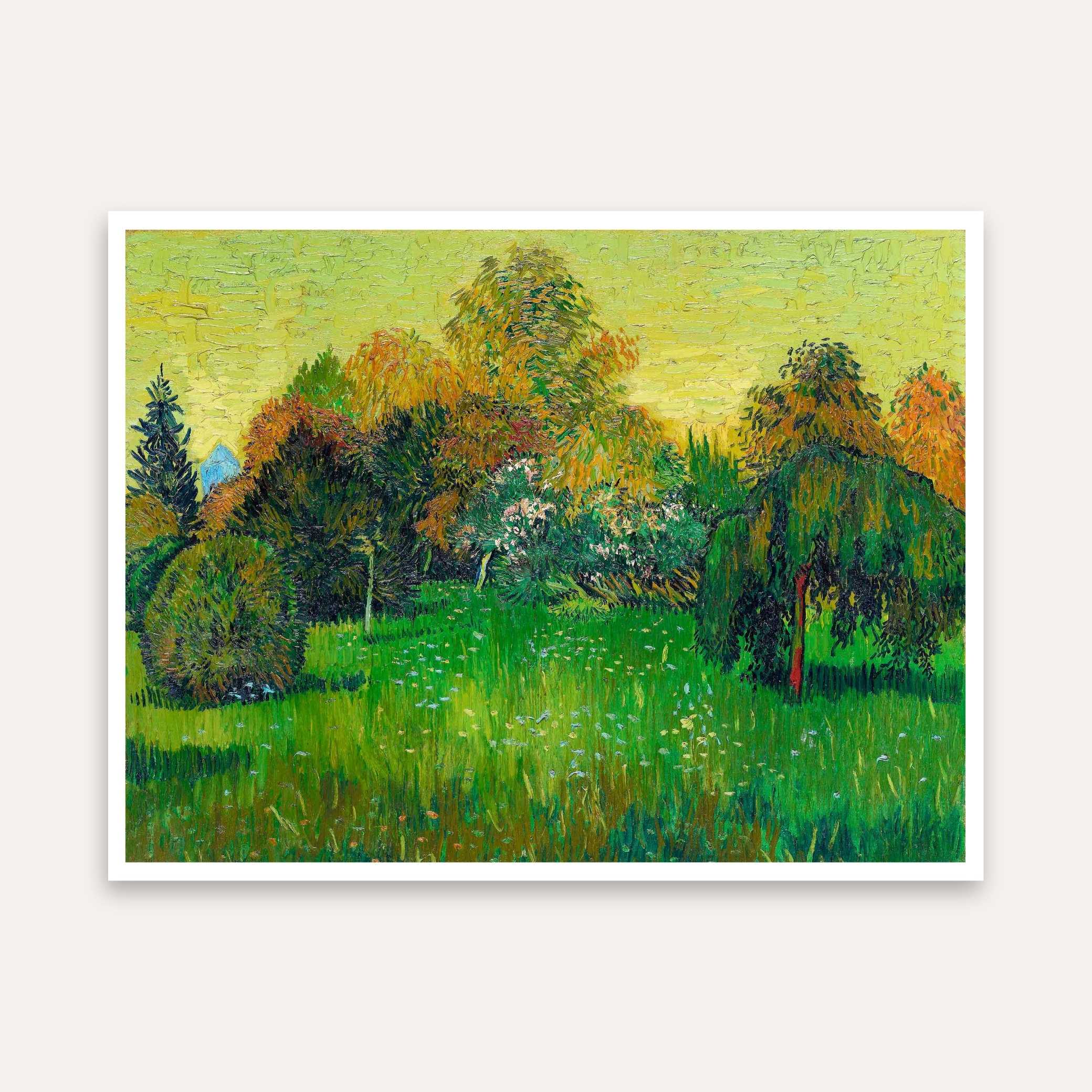 Van Gogh Poet's Garden Nature Painting for Living Room | Green Scenery Wall Art 4 : 3 Horizontal Premium Wall Art Canvas by MeriDeewar
