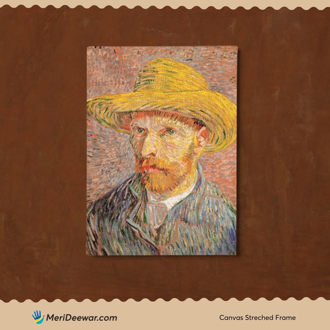 Van Gogh Portrait with Hat Painting 3 : 4 Vertical New Premium Wall Art Canvas by MeriDeewar